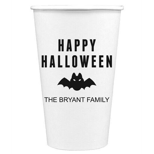 Happy Halloween Bat Paper Coffee Cups